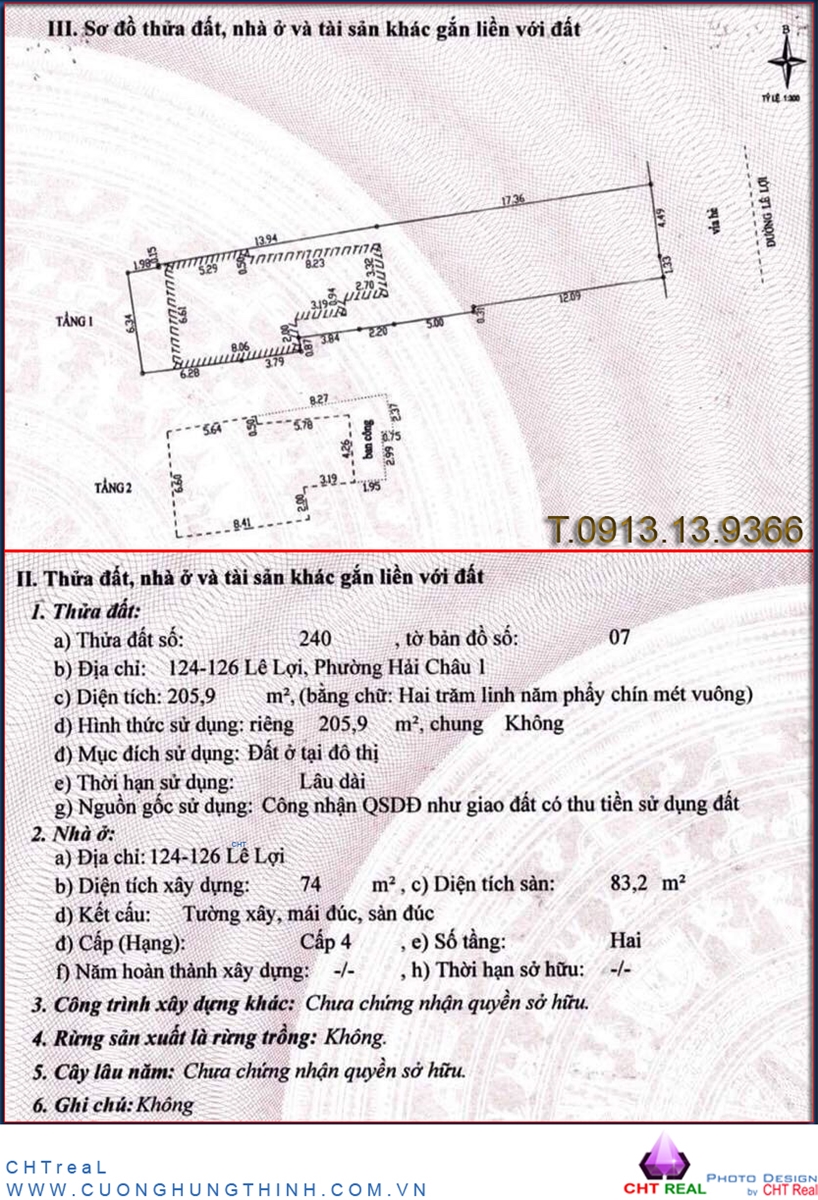 Bán nhà đường Lê Lợi Đà Nẵng đối diện Vietcombank